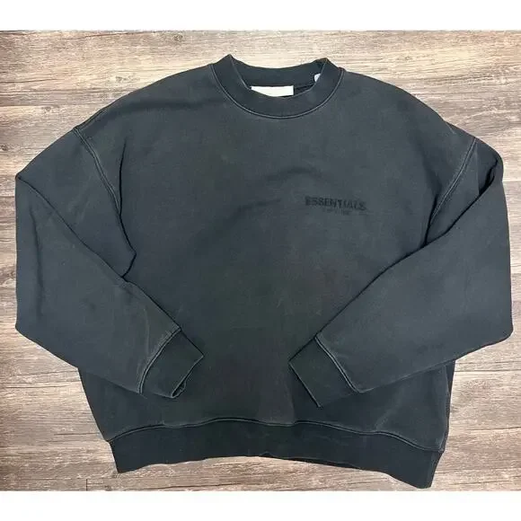 Fear of God Essentials Crewneck Sweatshirt Black Oversized L Logo - Picture 3 of 11